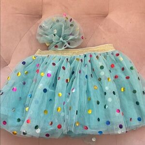 Colorful Polka Dot Baby Tulle Skirt with Headband